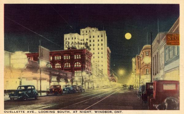 Ouellette Ave., Looking South At Night, Windsor, Ont., 1930 ...